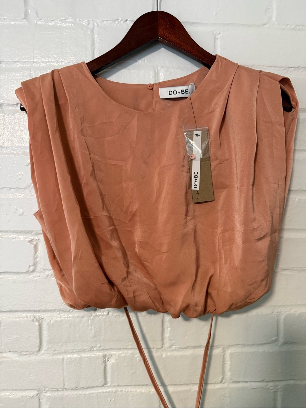 DO+BE Women's Blush Pink Crop Draped Tie-Waist Top